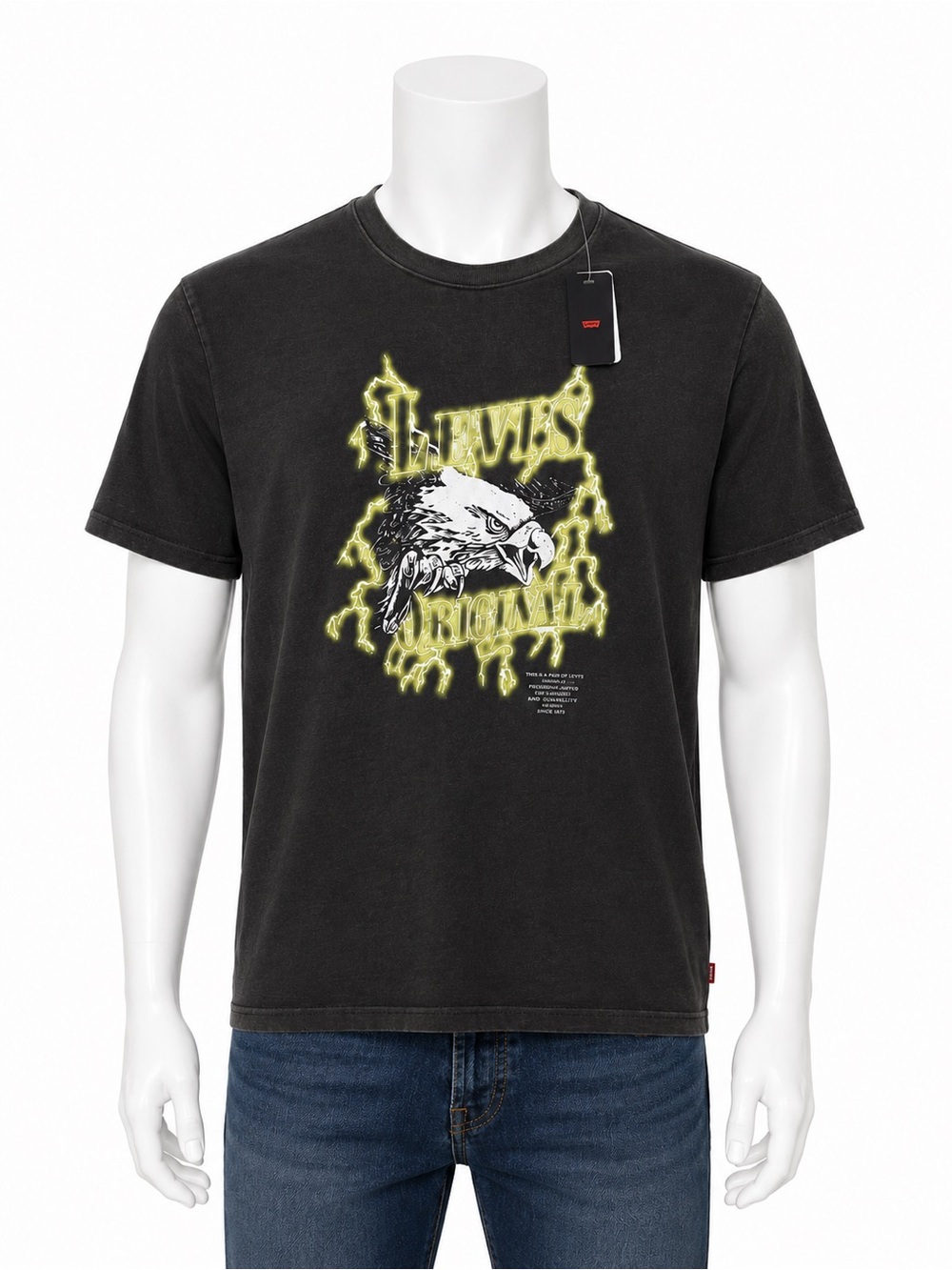 Levi's Black Short-Sleeve Tee with Neon Eagle Graphic